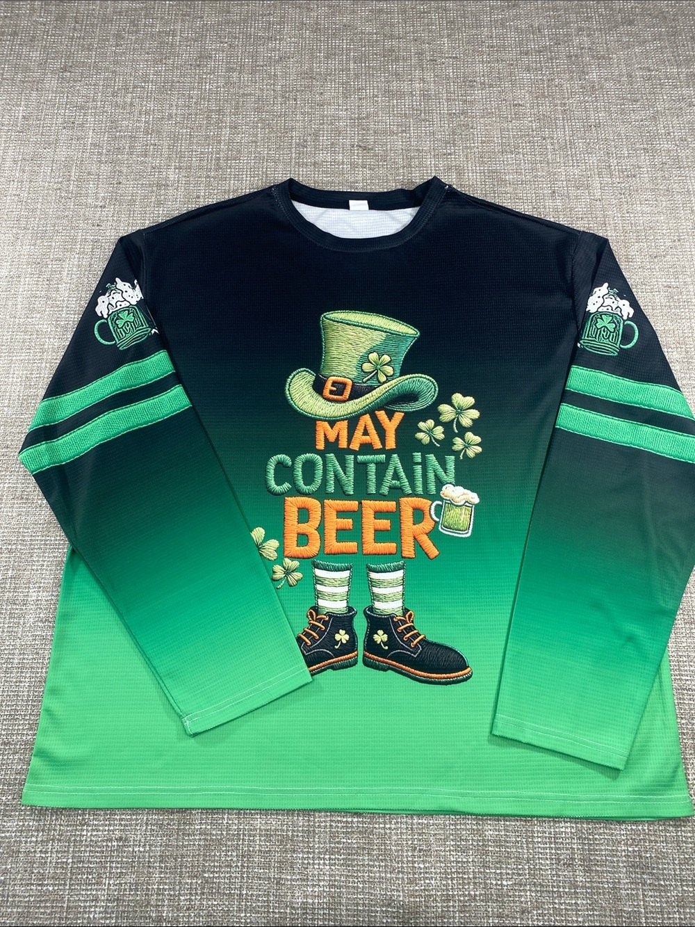 May Contain Beer Green Ombre Long-Sleeve Shirt